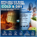 Large Leakproof Ice Bag. Reusable Ice Pack for Cooler - Long Lasting Instant Cooler Ice Packs - Drop in Cubed Ice to Make Cold, Dry Freezer Packs for Coolers - Drink Your Ice When It Melts