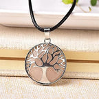 1PC Natural Crystal Tree of Life Pendant Simple Rose Quartz Mineral Jewelry for Men Women Pendulum Necklace DIY Gift-Tigers Eye