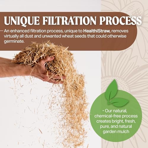 GardenStraw, 3 cu ft (20 lbs) All-Natural Mulch for Gardens, Vegetables & Lawn Seeding – Water-Conserving Wheat Straw – Thoroughly Cleaned, Sustainable
