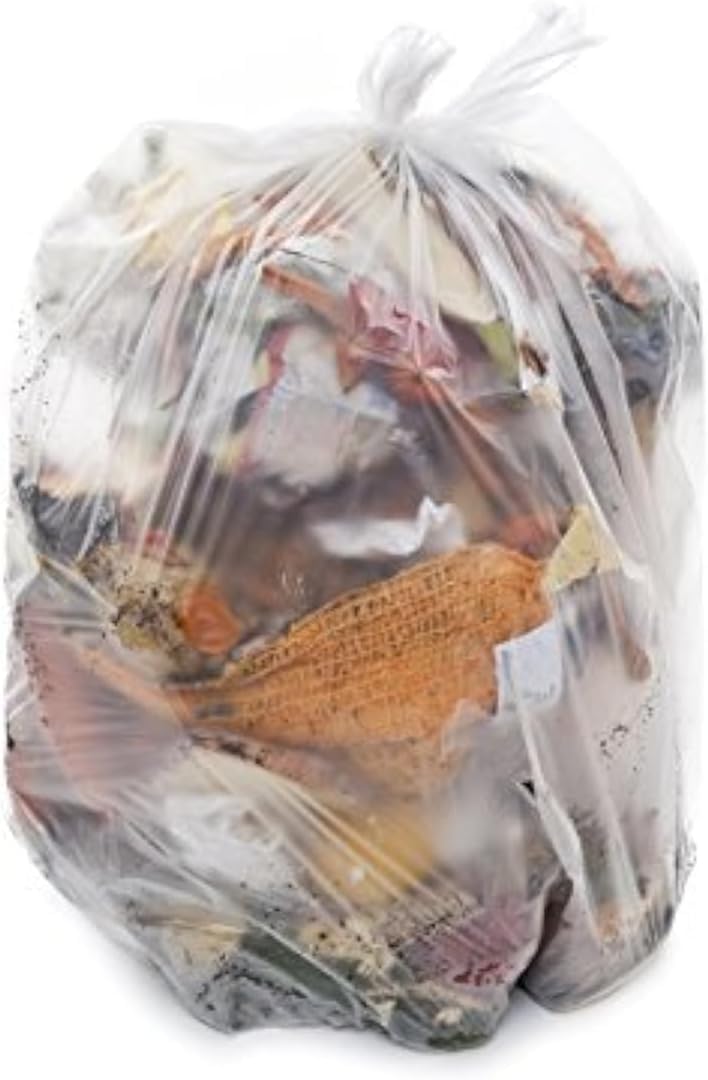 RESILIA Tall 15 Gallon Trash Bags - Clear Recycling 20 Bags/Roll, 1 Mil, 0.001 Inch Thick, 24x33 inches (WxH), MADE IN USA