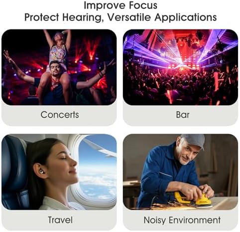 Ear Plugs for Sleeping, 55dB Silicone Ear Plugs for Noise Reduction, Reusable Sleeping Noise Cancelling Earplugs for Snoring, Concert & Shooting Ear Protection with 8 Eartips(Charcoal)