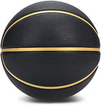 Dakapal Rubber Basketball Size 5 for Teens Adults Indoor Outdoor Basketballs for Game Gym Training Competition Sports Streetball Gift for Boys Girls Youth (Black&Gold/Deflated)
