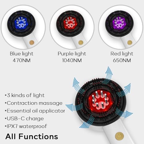 3 in 1Hair Scalp Massager - Oil Applicator Scalp Care Brush, Portable for Men & Women, IPX7 Waterproof Electric Scalp Brush