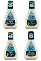 Ken's Steak House Chunky Blue Cheese Dressing - 16 fl oz, Pack of 4, Bundled With V2U Utensil Set