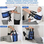 Rhino Valley Transfer Sling, Gait Belt with 10 Padded Handles, 9.7" Extra Wide Transfer Belt for Seniors, 330lbs Heavy Duty Lift Assist for Bed, Wheelchai,Non-Slip Nursing Belts Elderly, Injured, Blue