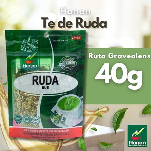 Hanan Te de Ruda 40g - Rue Loose Leaf Tea for Relaxation & Well-Being, Ruta Graveolens, Natural Herbal Tea from Peru (1.4oz)