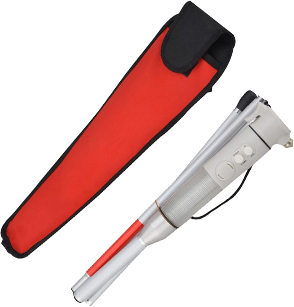 Flash folding blind cane - 4 Sections Aluminum alloy Folding Walking Cane for The Blind,with Sound and Light Voice Alarm + red reflective film(White,A(132cm/52in))