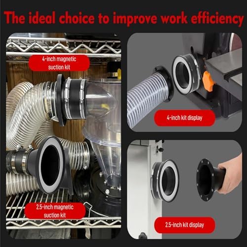 4" & 2.5"Magnetic Dust Collection Fittings for Dust Collectors, 14-Piece Quick Connect System for Dust Collectors & Shop Vacuums, with 4"-to-2.5" Reducer, Compatible with Woodworking Machines