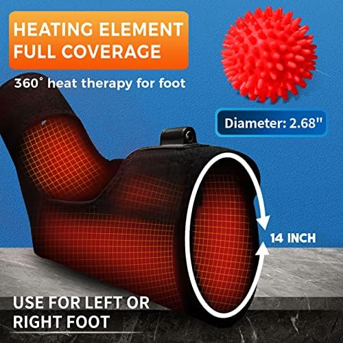 sticro Ankle Heating Pad for Achilles Tendonitis and Plantar Fasciitis Relief, Heated Ankle Brace Foot Heating Pad Wrap with Massage Ball for Sprained Ankle, Arthritis Foot Heel Pain Relief (Gray)