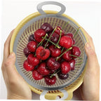 Ciieeo 1pc Binaural Filter Basket Strainer Easy Drain Fruit Bowl Cleaning Mesh Rice Washing Bowl