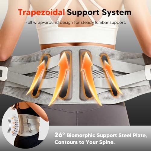 arboleaf Lower Back Pain Relief Belt - Adjustable Heated Back Brace with Detachable Heating Pad, 360° Wrap for Sciatica, Herniated Disc, Muscle Strain Size XXL (Waist 39"-43")