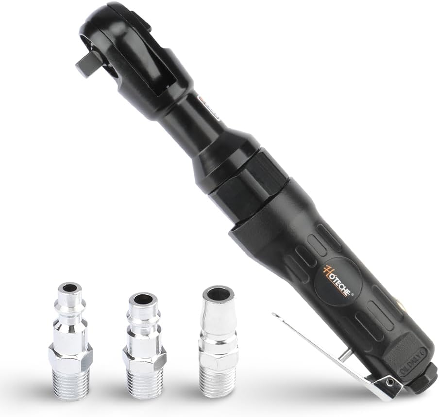 Hoteche 1/2-Inch Air Ratchet Wrench, 65 Ft-lb Max Torque Pneumatic Ratchet Tool, High Speed Professional Air Powered Socket Wrench for Automotive Repair and Tight Spaces, 1/4" Air Inlet