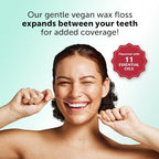Eco-Dent VeganFloss Dental Floss, Waxed, Cinnamon - Floss with Vegan Plant-Based Wax, Recyclable Cardboard Packaging, 100 Yds (Pack of 2)