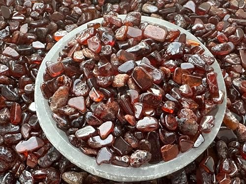 Wholesale Natural Semi Tumbled Orange Garnet Gemstone Chips, Crushed Mini Orange Garnet Crystals, Undrilled Crystal Chips (Orange Garnet, 3 Pounds)