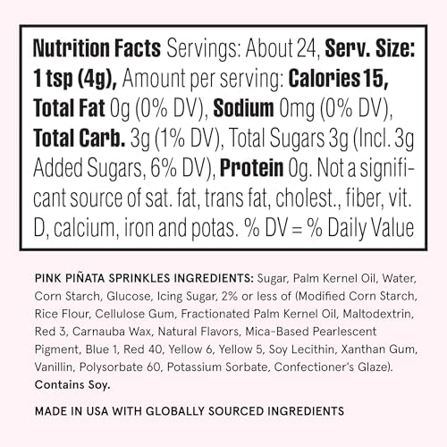 Fancy Sprinkles Pink Pinata Sprinkles, Real Sugar, For Ice Cream, Cookies, Cakes, Cupcakes, Dessert Decorating, Pink & Rainbow Sprinkles 1 Pack (0.5c)