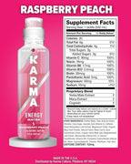 Karma Energy Drink 12 Pack, Raspberry Peach Caffeinated Water with CognizinÂ Nootropics, Vitamins & Immune Support, Low Calorie