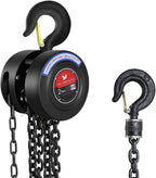 Manual Chain Hoist | 1 Ton/2000 lbs Capacity | 10’ Lift | 2 Hooks | Manual Hand Lift Steel Chain Block Hoist (1T)