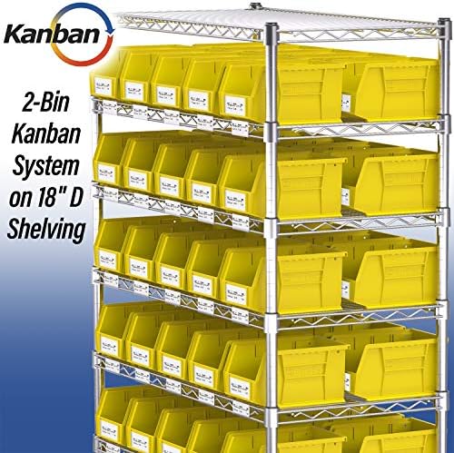 Akro-Mils 30237 AkroBins Plastic Storage Bin Hanging Stacking Containers, Blue, (12-Pack) & 30136 Louvered Steel Wall Panel Garage Organizer for Mounting AkroBin Storage Bins, Grey, (1-Pack)