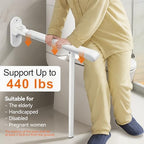 SPECILITE Heavy Duty Toilet Grab Bar - 440lb Sturdy Support, Safety Rails with Non-Slip Waterproof handrail & Night Glow Strips, Space Saving Flip-Up Design for Elderly, Disabled, Pregnant & Injury