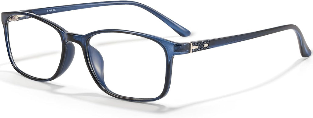 ANRRI Blue Light Blocking Glasses Anti Eyestrain UV Filter Computer Game Eyeglasses Lightweight Blue Frame