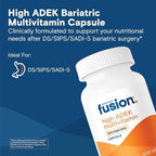 Bariatric Fusion High ADEK Multivitamin with Iron | Bariatric Multivitamin for Duodenal Switch | Easy to Swallow ADEK Vitamins Bariatric | 90 Capsules | One Month Supply
