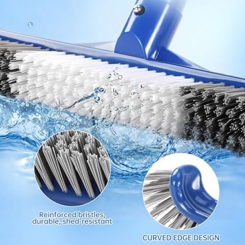 Pool Brush Head, Scrub Brush with Premium Nylon Bristles,Curved Ends High-Efficiency Pool Broom/Pool Brushes for Cleaning Inground/Above Ground,Swimming Pool, Walls, Bathtubs, Tiles & Floors(Blue)