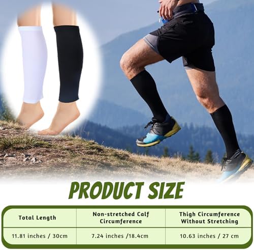 2 Pairs Calf Compression Sleeves Footless Compression Socks Non Slip Legs Sleeves for Running, Cycling, Shin Splints Support, Relieve Legs Pain, Travel, Sports, Work, Daily Wear