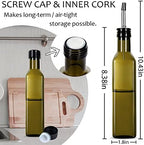 Gusnilo Glass Olive Oil Bottle - 250ml Second Generation Brown Oil & Vinegar Cruet with Pourers and Funnel - Olive Oil Carafe Decanter for Kitchen - (8.5 Oz Ounce)