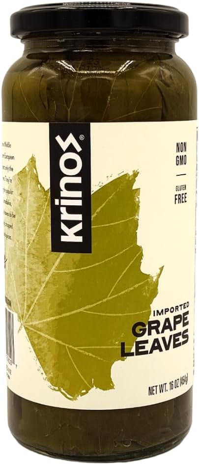 Krinos Grape Leaves in a Jar - Gourmet Leaves Premium Quality, 16 Ounces (454 grams)