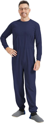 Anti Strip Clothing Adaptive Jumpsuit with Easy Access Back Zipper Pajamas for Elderly & Dementia Patients