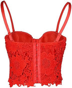 ELLACCI Women's Floral Lace Bustier Crop Top Gothic Corset Bra Tops Red