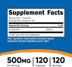 Nutricost L-Carnosine 500mg, 120 Capsules - Gluten Free & Non-GMO