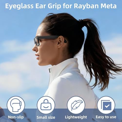 HiBloks Eyeglass Ear Grip for Ray-Ban Meta Wayfarer/Skyler/Headliner Gen 2 Smart Glasses Accessories, Anti-Slip Silicone Eye Glasses Ear Grippers for Meta Gen 2 Smart Sunglasses Ear Cushion (1 Pairs)