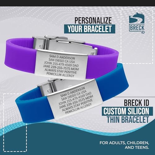 Medical Alert ID Bracelet - Personalized Stainless Steel Tag with Adjustable Silicone Band, Waterproof Emergency Identification Wristband for Women and Men (5 Lines Custom Engraving)