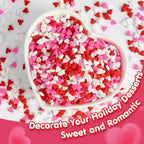 Edible Heart Sprinkles for Cake Decorating,Red Pink White Small Heart Shapes Mix,Miniature Sugar Sprinkle for Baking Decorations ,Cake Ice Cream Cookies Cupcake Chocolate Topper Birthday Wedding Mother's Day Easter Supplie