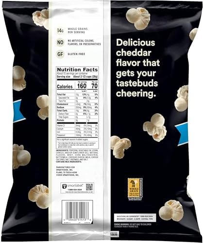 Smartfood Popcorn, White Cheddar, Gluten Free, 9.75oz Party Size Bag
