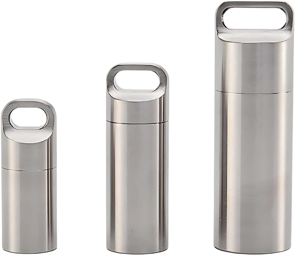tooloflife Waterproof Stainless Steel Pill Case, Pill Box, Keychain Pill Fob, Travel Pill Holder, 3 Compartments