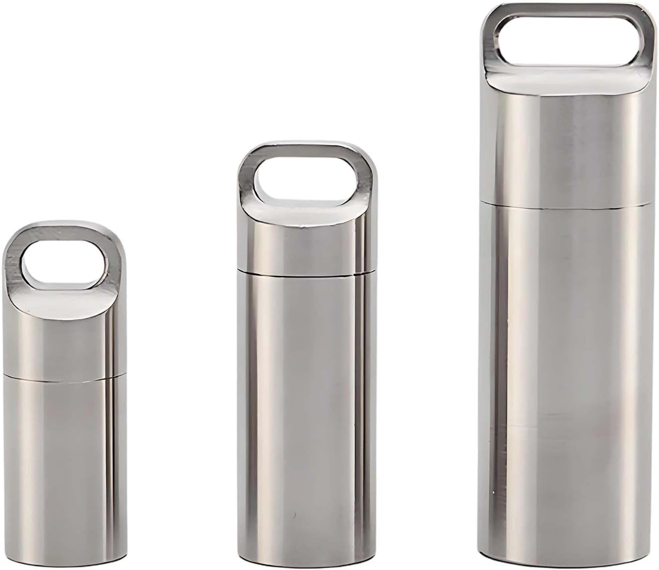 tooloflife Waterproof Stainless Steel Pill Case, Pill Box, Keychain Pill Fob, Travel Pill Holder, 3 Compartments