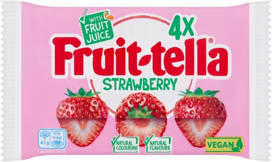 Fruitella Strawberry | Fruitella Candy | Fruittella | Fruitella Sweets | Pack of 4 Rolls | 5.78 Ounce Total
