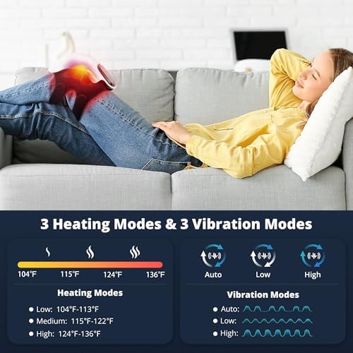 Medcursor Knee Massager, Cordless Heated Knee Massager with 3 Heating Levels, 3 Vibration Modes, LED Screen & Adjustable Straps, Massage with Heat for Relief, Ideal Gift for Men, Women