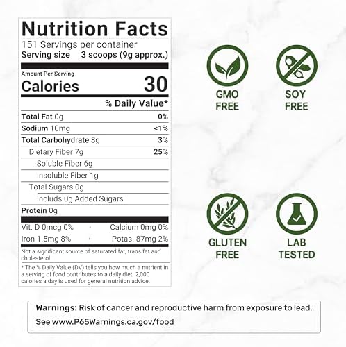 DEAL SUPPLEMENT Organic Psyllium Husk Powder, 3lbs (48oz) – Unflavored Plant Based Soluble Dietary Fiber – Gut & Digestion Health – Great for Baking & Cooking – Keto Friendly, Gluten Free, Non-GMO