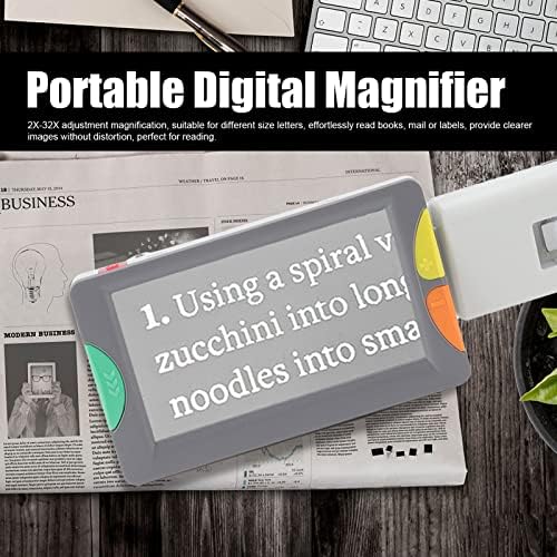Portable Digital Magnifier, Electronic Video Magnifier Reading Aids, 4.3Inch LCD Screen with Foldable Handle, 2X-32X Times Zoom 26 Color Modes, for The Low Vision (US Plug)