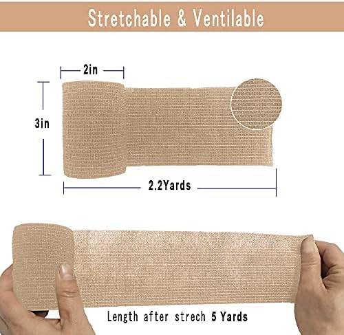 [12 Pack-3" x5Yards] MINGYUE Self Adhesive Bandage Wrap,Athletic Tape,Sports Tape,Wrist and Ankle Wrap Tape,Cohesive Bandage for Vet Wrap(12 Colors)