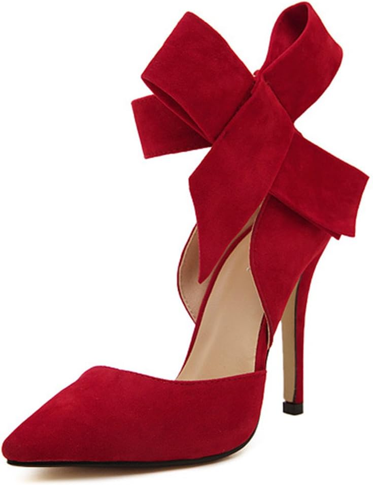 MMJULY Z&L Fashion Women's Pointy Toe High Heel Stiletto Big Bow Dress Pumps