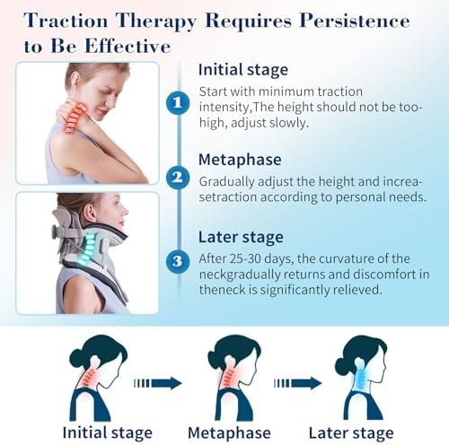 ALPHAY Cervical Traction Device, Neck Stretcher for Cervical Pain Relief, Air Pump Neck Brace with 3 Power Traction and 8 Airbag Support, Neck Decompression and Neck Tension Relief