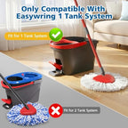 Spin Mop Replacement Head Spin Mop Refills Compatible with O Ceda EasyWring 1-Tank System, 2 Microfiber Spin Mop Head, 1 Triangle Mop Base Head and 4-Section Iron Mop Handle 30-58in for 1 Tank System
