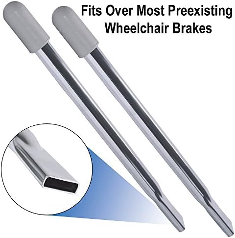 Rehabilitation Advantage 9 Inch Premium Wheelchair Brake Lock Handle Extensions. Package Contains Two Nine Inch Extenders. Durable Construction. Easy Installation. 2 Pack