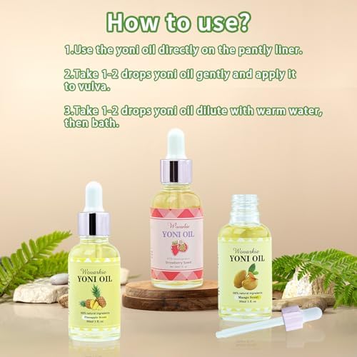 Wovarkie 3 Packs Yoni Oil for Women, 100% Natural Feminine Oil Intimate Deodorant for Women, Eliminates Odor and Ph Balanced, Feminine Serum Made with Pure Natural Essential Oils (1 fl oz/30 ml)
