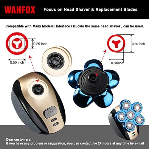 Universal Blue 6 Blades Shaver Replacement Heads for Head Shaver
