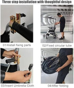Electric Wheelchair Universal Umbrella Canopy Awning, Summer Adjustable Sun Shade Rain Cover, UV Resistant Protection for Most Wheelchairs Black, Waterproof